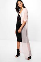 Boohoo Alice Mesh Panel Duster Nude