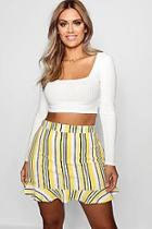 Boohoo Plus Isobel Stripe Ruffle Hem Mini Skirt