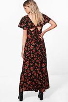 Boohoo Petite Hannah Floral Tie Back Maxi Dress