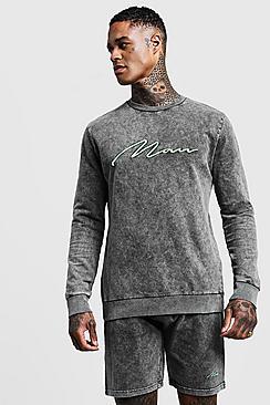 Boohoo Acid Wash Man Signature Sweater