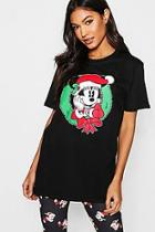 Boohoo Disney Christmas Minnie Wreath T-shirt