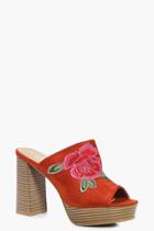 Boohoo Melissa Floral Embroidered Mule Rust