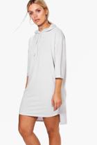 Boohoo Plus Erin Hooded Soft Touch Sweat Dress Grey