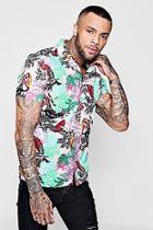 Boohoo Tropical Print Short Sleeve Revere Shirt