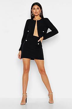 Boohoo Woven Button Detail Mini Skirt