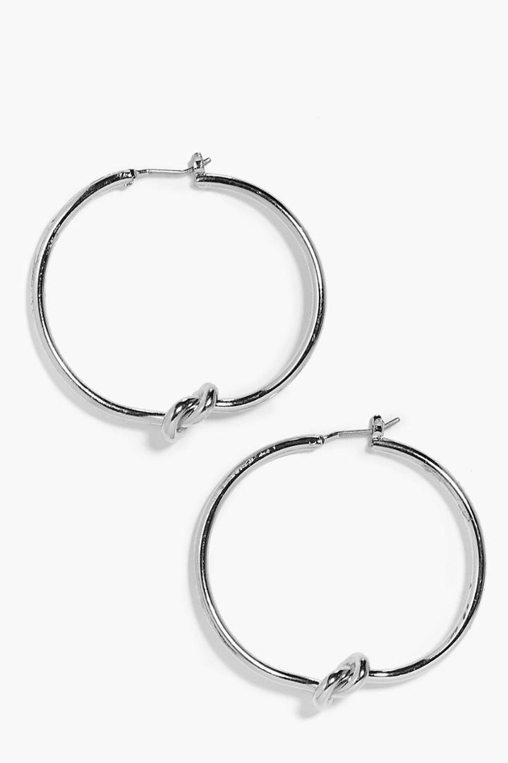 Boohoo Melissa Twisted Knot Hoop Earrings Silver