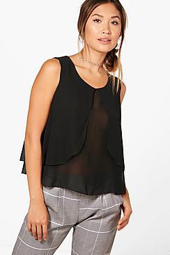 Boohoo Alexandra Double Layer Sleeveless Blouse