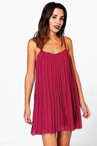 Boohoo Lucy Strappy Pleated Swing Dress