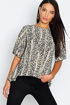 Boohoo Snake Print Smock Top
