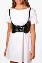 Boohoo Rosie Patent Strappy Corset Belt Black