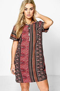Boohoo Plus Anna Paisley Print Shift Dress