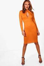 Boohoo Poppy Twisted Knot Keyhole Skater Dress