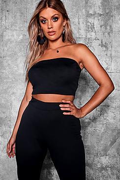 Boohoo Plus Crepe Basic Bandeau Top