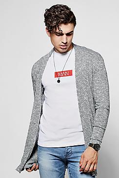 Boohoo Longline Mixed Yarn Edge To Edge Cardigan