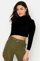 Boohoo Neon Knitted Roll Neck Crop Sweater