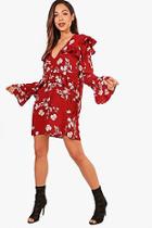 Boohoo Floral Frill Detail Tea Dress