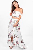 Boohoo Carrie Floral Crop & Maxi Skirt Co-ord Set
