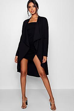 Boohoo Faye Waterfall Long Sleeve Duster