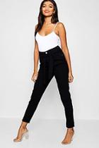 Boohoo Belted High Waisted Tapered Leg Mom Jeans