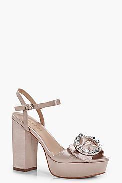 Boohoo Ruby Brooch Detail Platform Heels