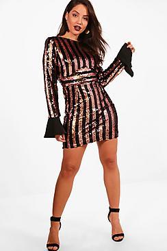 Boohoo Boutique Camy Stripe Sequin Bodycon Dress