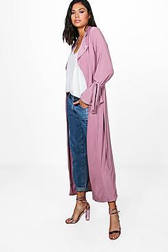Boohoo Laila Tie Cuff Detail Slinky Duster