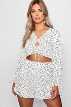 Boohoo Plus Lottie Woven Polka Dot Ruched Crop Top