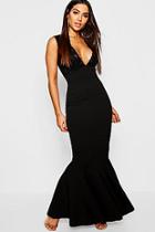 Boohoo Lace Top Crepe Fish Tail Maxi Dress