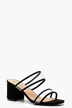 Boohoo Wide Fit Perspex Block Heel Mules