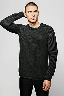 Boohoo Biker Panelling Knitted Jumper