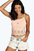 Boohoo Emily Lazercut Scallop Edge Cami