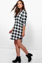 Boohoo Leni Monochrome Flannel Shirt Dress Multi