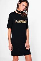 Boohoo Holi Lemonade Metallic Choker T-shirt Dress