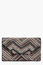 Boohoo Lucy Rainbow Sequin Zigzag Clutch