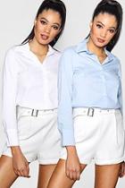 Boohoo Louise Two Pack Fitted Cotton Shirt