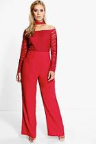 Boohoo Plus Sofia Off The Shoulder Choker Jumpsuit
