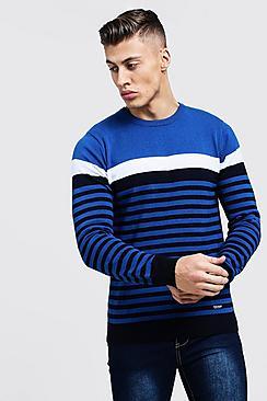 Boohoo Contrast Stripe Knitted Jumper