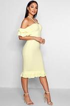 Boohoo Double Ruffle Off The Shoulder Midi Dress
