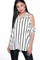 Boohoo Anisha Oversized Split Sleeve Stripe Shirt
