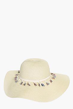 Boohoo Kate Fringe Trim Floppy Hat