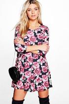 Boohoo Lorraine Ladies 3/4 Sleeve Swing Dress