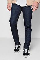 Boohoo Tapered Fit Indigo Denim Jeans In 13oz