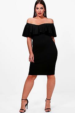 Boohoo Plus Marie Frill Bodycon Dress