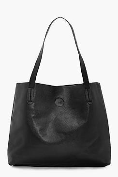 Boohoo Hettie Crosshatch Popper Shopper