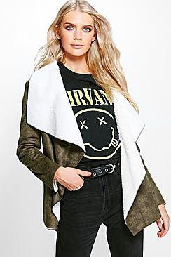 Boohoo Ruby Waterfall Bonded Suedette Jacket