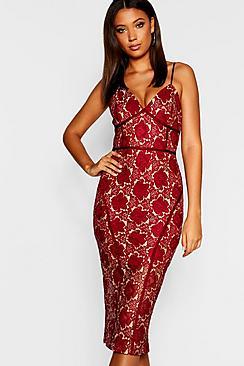 Boohoo Tall Lace Midi Dress