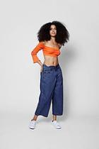 Boohoo Zendaya Scalloped Hem Wide Leg Denim Culottes