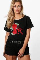 Boohoo Plus Hannah Floral Embroidered Sweat Top