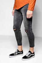 Boohoo Charcoal Skinny Fit Cropped Denim Jeans