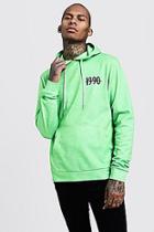 Boohoo Neon Washed Slogan Print Hoodie
